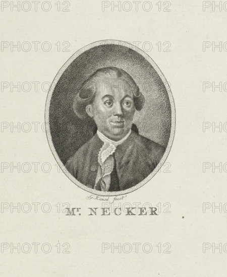 Portrait of Jacques Necker, print, Portrait bust of Jacques Necker, Minister of Finance in France.