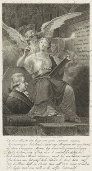 Portrait of William V, Prince of Orange-Nassau, print, Portrait of William V in an octagonal frame.