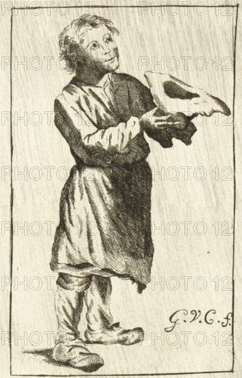 Beggar with an inverted hat, print, printmaker: G. van Citters, Netherlands, c. 1750 - c. 1800,