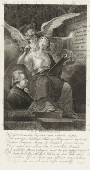 Portrait of William V, Prince of Orange-Nassau, print, Portrait of William V in an octagonal frame.