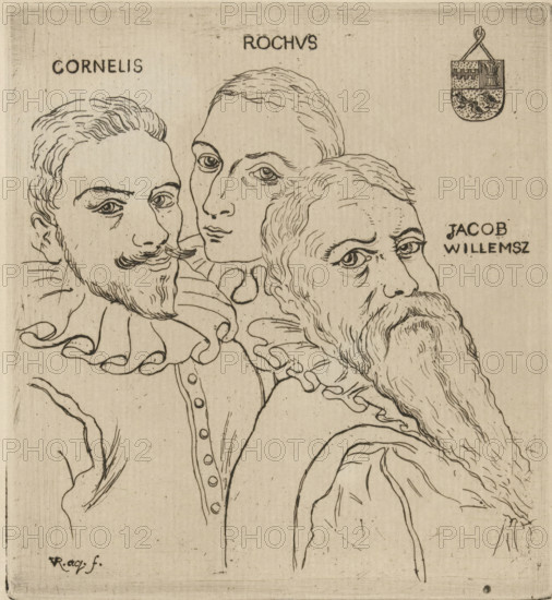 Portrait of Cornelis Rochus and Jacob Willemz, print, printmaker: Jonkheer Barthold Willem Floris
