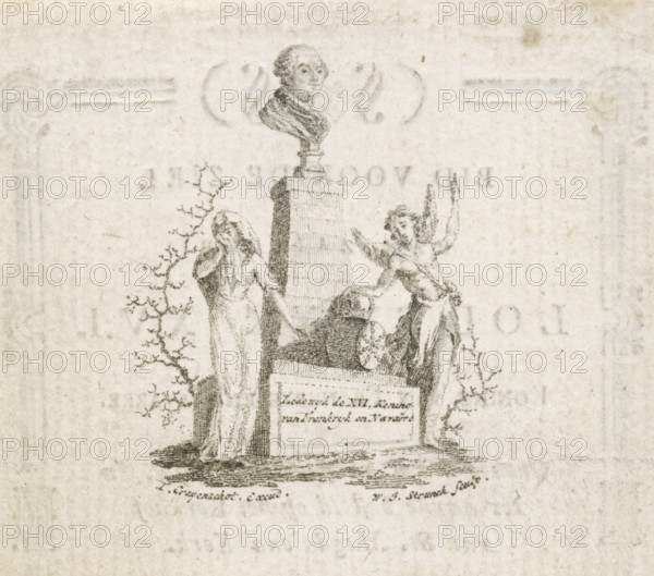 Memorial for King Louis XVI of France, Ludovicus XVI, Innocens Mortuus est, print, prayer card,