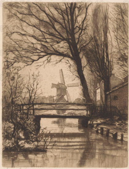 Loenersloot (original title on object), print, A bridge over the river Angstel in Loenersloot. In