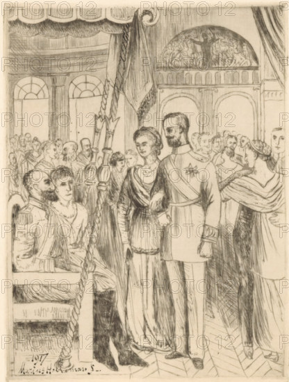 Couple before the wedding in the church, Solemn event in the life of Bellerophon (former title),
