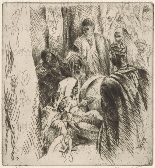 Arab company, print, inscription: '7h w8', printmaker: Adolphe Marie Timothée Beaufrère (signed by