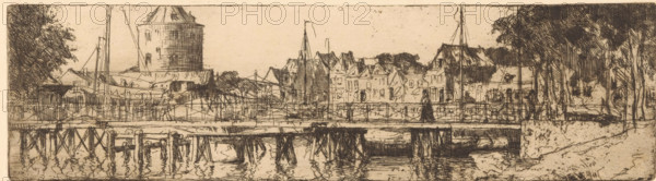 Delft (former title), The Old Harbour of Enkhuizen, print, The Old Harbour of Enkhuizen with the