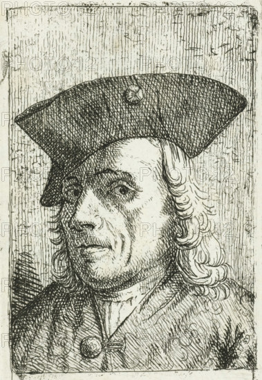 Self-portrait of artist Cornelis van den Berg, print, printmaker: Cornelis van den Berg, Haarlem,