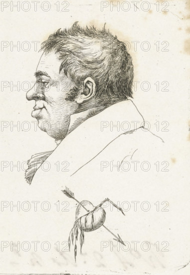 Portrait of Jantje de Wit, print, notary in Amsterdam, in profile. In the center bottom a heart