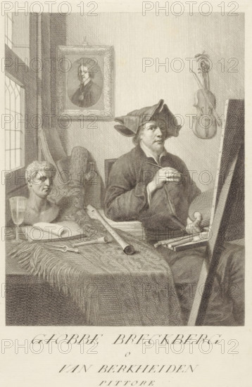 Portrait of artist Job Adriaensz Berckheyde, Portraits of artists, print, book illustration, Jacob