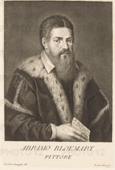 Abramo Bloemart, Portrait of an unknown artist, Portraits of artists, print, book illustration,