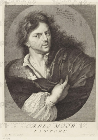 Portrait of artist Carel de Moor, Portraits of artists, print, book illustration, printmaker: Carlo