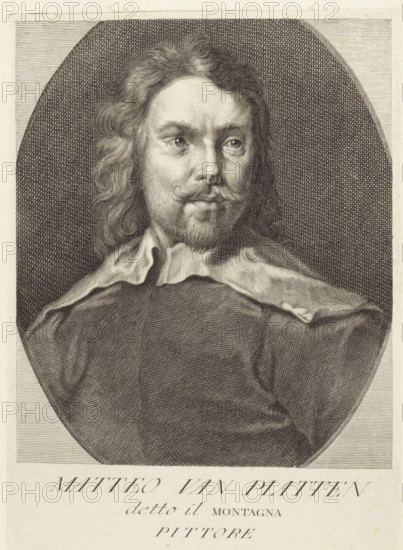 Portrait of artist Matthieu van Plattenberg, Portraits of artists, print, book illustration,