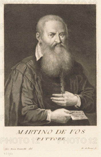Portrait of artist Maerten de Vos, Portraits of artists, print, book illustration, printmaker: