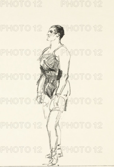 Wrestler, print, printmaker: Isaac Israels, 1875 - 1934, paper, lithography, height 654 mm x width
