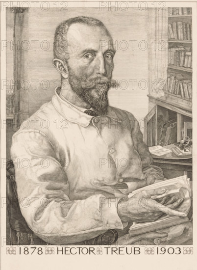 Portrait of Hector Treub, print, Portrait of the physician Hector Treub with beard and mustache,