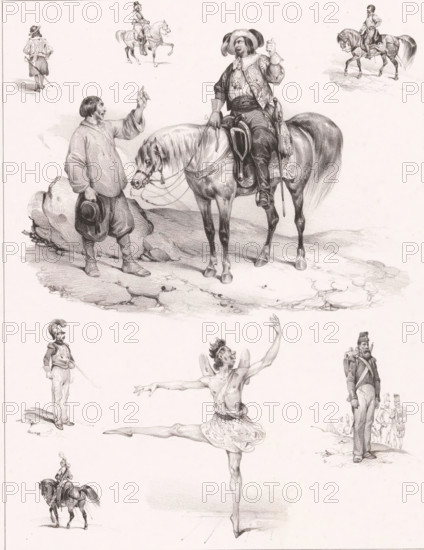 Eight depictions of human pastimes, Passe-temps, Leisure activities, Passe-tems, print, Series