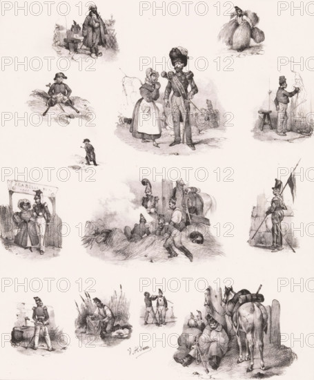 Thirteen depictions of human pastime, Leisure activities, Passe-temps, Passe-tems, print, Series