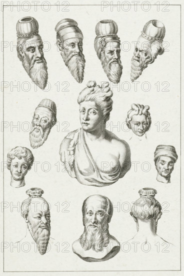Sicamber-kopjes, print, historical object representation, Batavierenkopjes or so-called