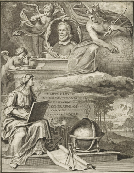 Title page for: Philipp Clüver, Introductionis in universam geographiam, sa, Portrait of Philipp