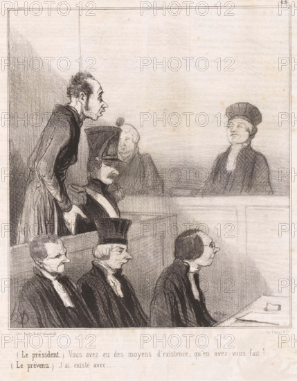 Defendant in court answers question, Le président: Vous avez eu des moyens d'existence, Parisian