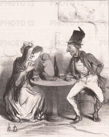 Qui aime Bertrand aime son chien, Man and woman with dog on the table, Proverbs and sayings,