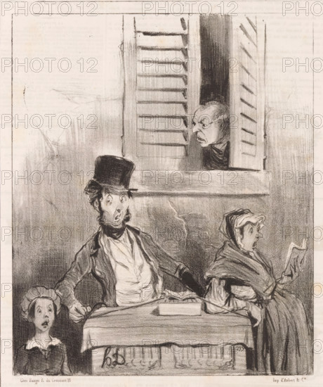 Man sends away singing family with street organ, Musicians of Paris, Les musiciens de Paris,
