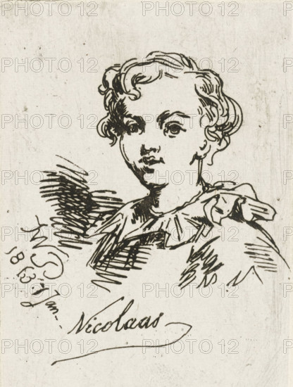 Portrait of Nicolaas Pieneman at the age of 4, print, Portrait of Nicolaas Pieneman, son of the