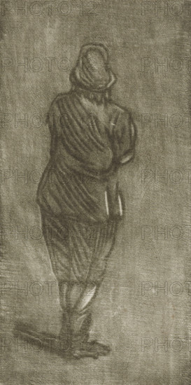 Standing man, seen from behind, print, printmaker: Cornelis Ploos van Amstel, Amsterdam, 1736 -