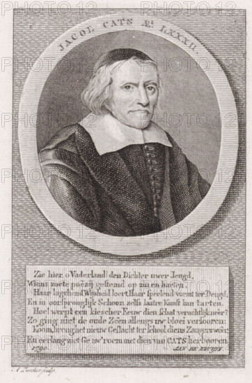 Portrait of Jacob Cats, print, Grand Pensionary of Holland and poet., number: '335', printmaker: