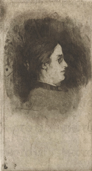Portrait of Suzanna Jacoba (Coba) Muller, print, On verso a detail of Fish and water plants,