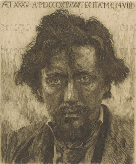 Portrait of Willem Kloos, print, printmaker: Willem Witsen, Amsterdam, printer (person): Dirk