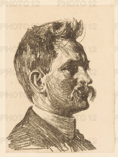 Portrait of Jan Hofker, print, inscription: 'II uitgehaalde druk', watermark, printmaker: Willem