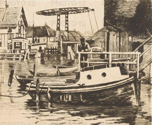 View of the drawbridge between the Kalkmarkt and the 's Gravenhekje in Amsterdam, print, Seen from