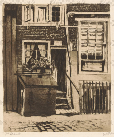 View of Krom Boomssloot 71, print, Part of Korte Dijkstraat 2 is depicted on the right., signature: