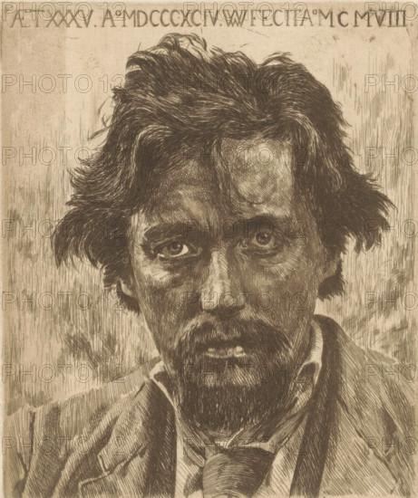 Portrait of Willem Kloos, print, printmaker: Willem Witsen, Amsterdam, c. 1908 - c. 1909, paper,