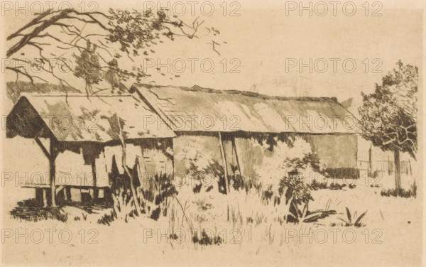 Outbuilding in nature on Java, print, printmaker: Willem Witsen, Amsterdam, c. 1921, paper,