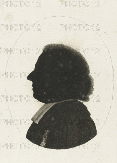 Silhouette portrait of an unknown minister, print, Bust in silhouette of an unknown minister, a