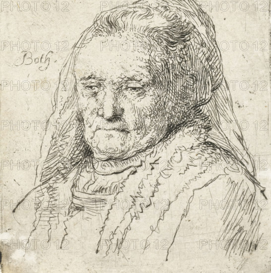 Portrait bust of Rembrandt's mother, print, Portrait bust of Neeltje Willemsdochter Zuytbrouck, the