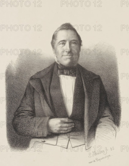 Portrait of an unknown man, print, printmaker: S. Altmann, Netherlands, 1855, paper, lithography,