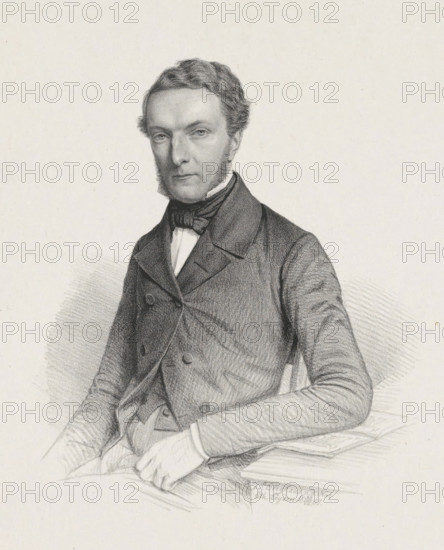 Portrait of an unknown man, print, The sitter is seated on a chair, turned away from a table. His