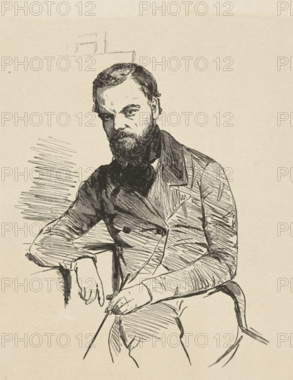 Portrait of Jan Weissenbruch, print, printmaker: Isaac Weissenbruch, Netherlands, 1840 - 1912,