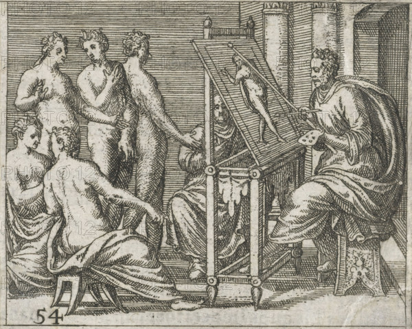 EX OPTIMIS PRAESTATIORES VITAE MAGISTROS IMITADOS, Artist painting from a nude model, Denis Lebey