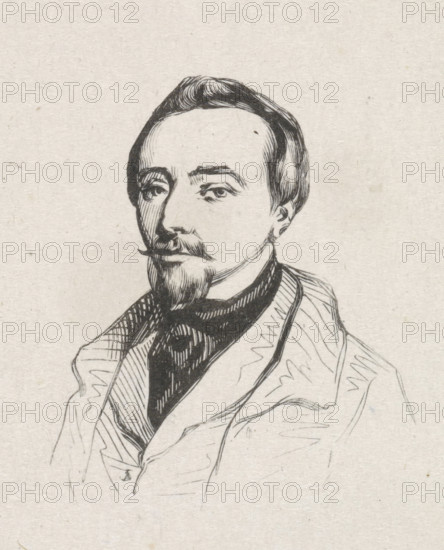 Portrait of Jean Pierre Cluysenaar, print, after drawing by anonymous, 1841 - 1842, printmaker,