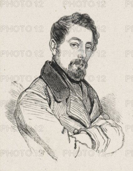 Portrait of Laurent Joseph Hart, print, printmaker: Monogrammist CR (19th century), after drawing