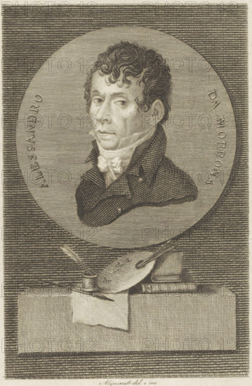 Portrait of writer and artist Alessandro da Morrona, print, book illustration, Portrait of writer