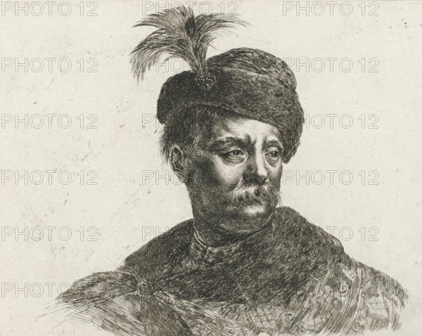 Bust of a Polish man with moustache and feathered cap, The principles of drawing, I principii del