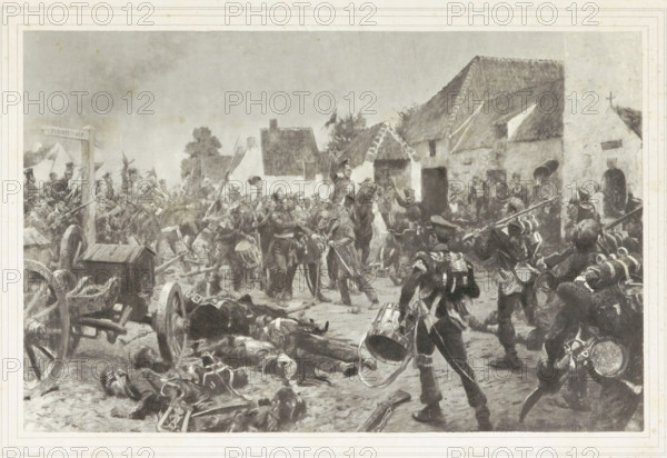 First meeting of Dutch and Prussian troops after the Battle of Waterloo near 'Maison du Roi',