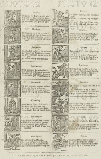 Three Kings' cards, card game, print, popular print, Sheet with 16 depictions (Three Kings' cards)