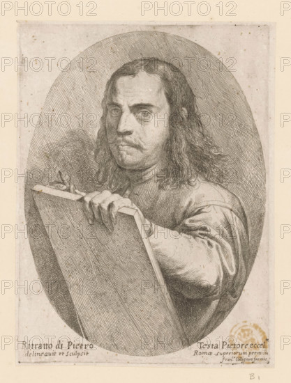 Portrait of artist Pietro Testa, print, printmaker: Pietro Testa, Italy, c. 1647 - c. 1648, paper,