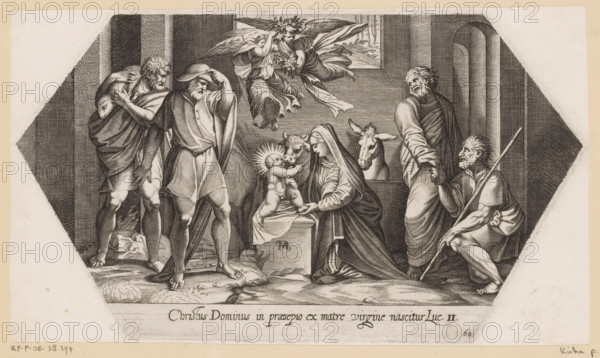 Adoration of the Shepherds, La Sacra Genesi, Paintings in the Loggia by Raphael, print, Series